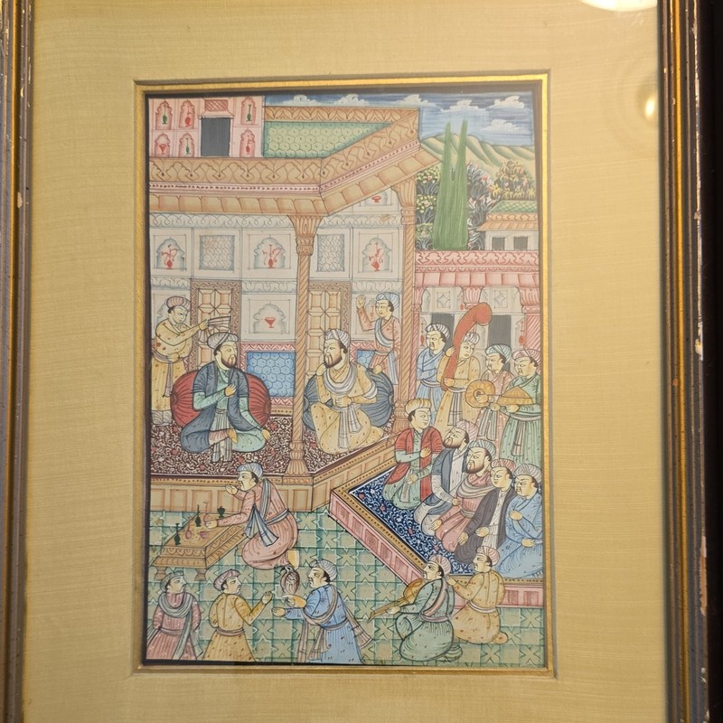 Hand-Painted Middle Eastern Framed Artwork Set of 2, 13.5 x 10 Inches
