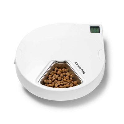 Closer Pets Automatischer Futterautomat für fünf Mahlzeiten mit Edelstahlnapfein