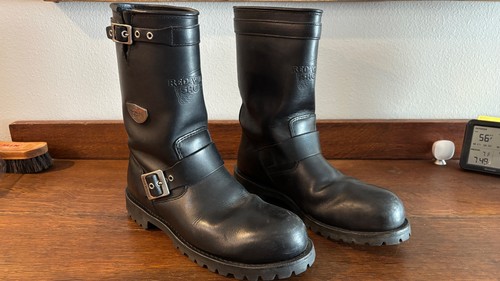 Red Wing 988 Black Leather Steel Toe Engineer Motorcycle Biker Boots US 10.5 M