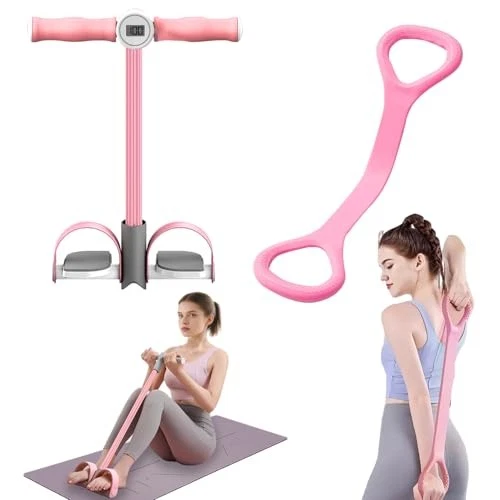 Upgrade 6-Tubes Pedal Resistance Band with Handle, Elastic Pull Rope Fitness