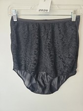 Vanity Fair Tricot Nylon Pillowtab Black Panties Lace Front Size 6