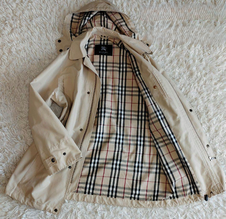 Burberry London Nova Check Balmacaan Coat with Hood Size: M Beige LTD From JAPAN