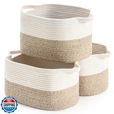 DUHEL Cotton Rope Woven Storage Basket, Used for Baby Hamper Toy Organizer, G