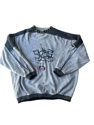 Vintage Carlo Colucci Ice Pullover Herren Large Strickpullover Geometrisch