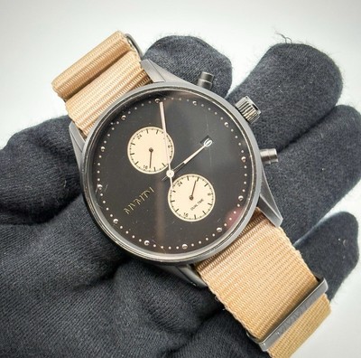 MVMT Voyager Watch 42mm Matte Black Chronograph Khaki NATO