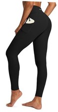 High Waist Yoga Pants with Pockets, Leggings for Women Tummy Medium Black