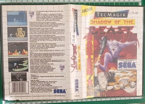 Juego Sega Master System Shadow of the Beast - Imagen 3 de 4