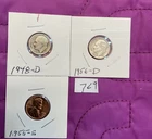 2 Circ.Roosvlt.Dimes 1948-D+ 1956-D 90% Silver + BU 1955–S Lincoln .01  LOT #769