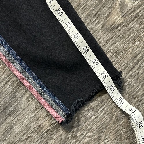 Jeans MADRE taglia 28 vita alta looker sfilacciato alla caviglia trapuntato glitter racer nero - Foto 8 di 13