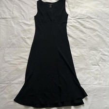 Express black silk midi dress bias cut skirt and v neck babydoll styling Size 12