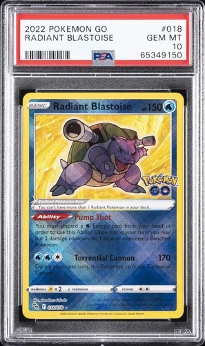 2022 POKEMON GO #018 RADIANT BLASTOISE PSA 10