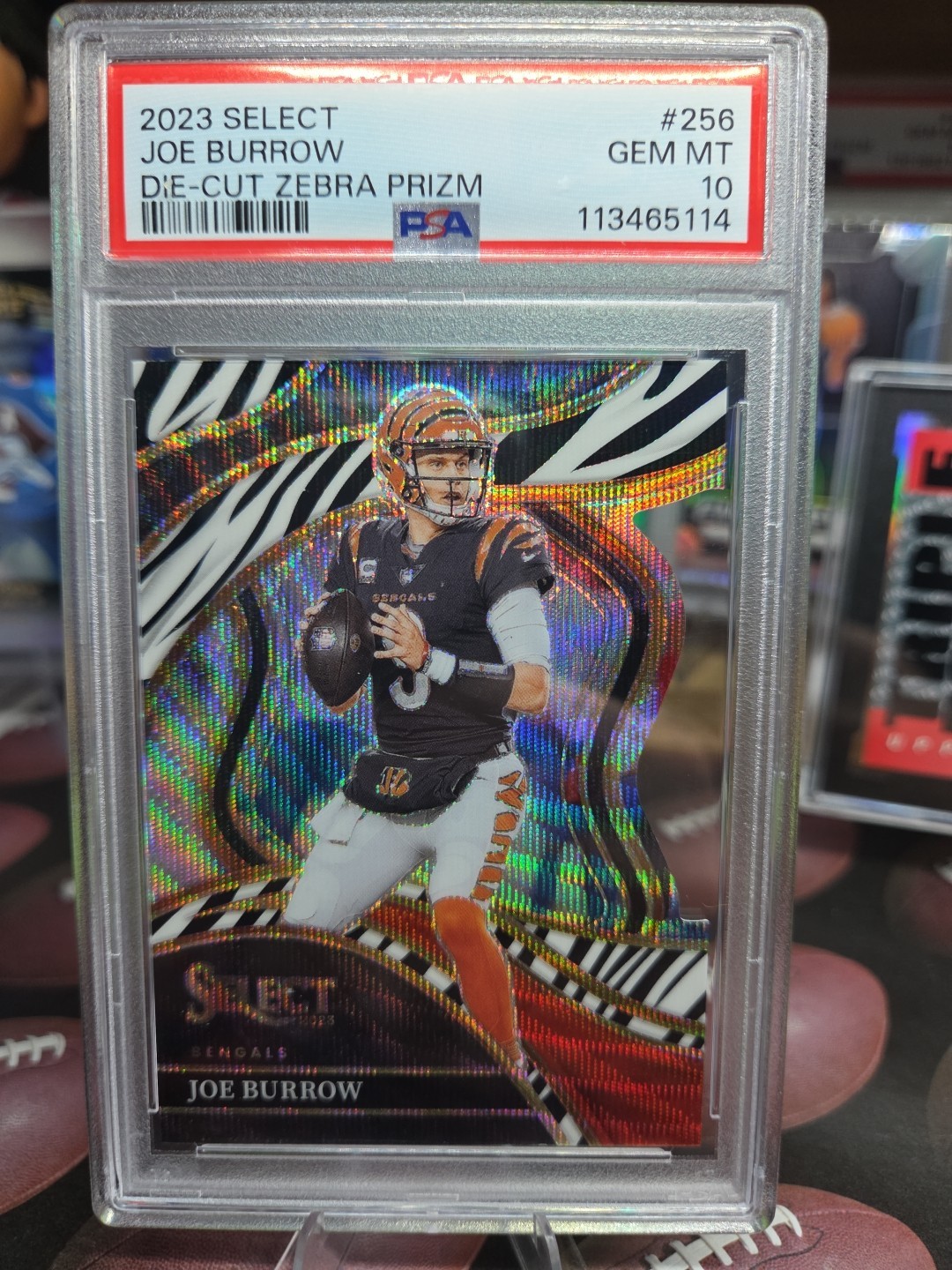 2023 Panini Select - Club Level Joe Burrow #256 Zebra Prizm Die-Cut