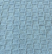 Hand Knitted Needle Handmade Baby Blanket Square 37x37in 100 Cotton