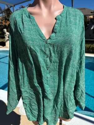 Grand & Greene blouse Top womens long sleeve size 1X Rayon Pullover Tunic
