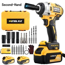 Second-Hand Cordless Impact Wrench 1/2" 600Nm Brushless Drill W/4.0ah 2 Battery