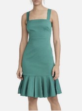 NWT JCREW Sz 2 FLUTED HEM STRETCH FAILLE DRESS IN ALPINE MEADOW Green