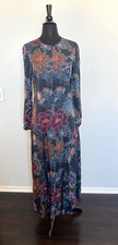 Farm Rio Blue Floral Maxi Dress M Dinner Party Wedding Guest