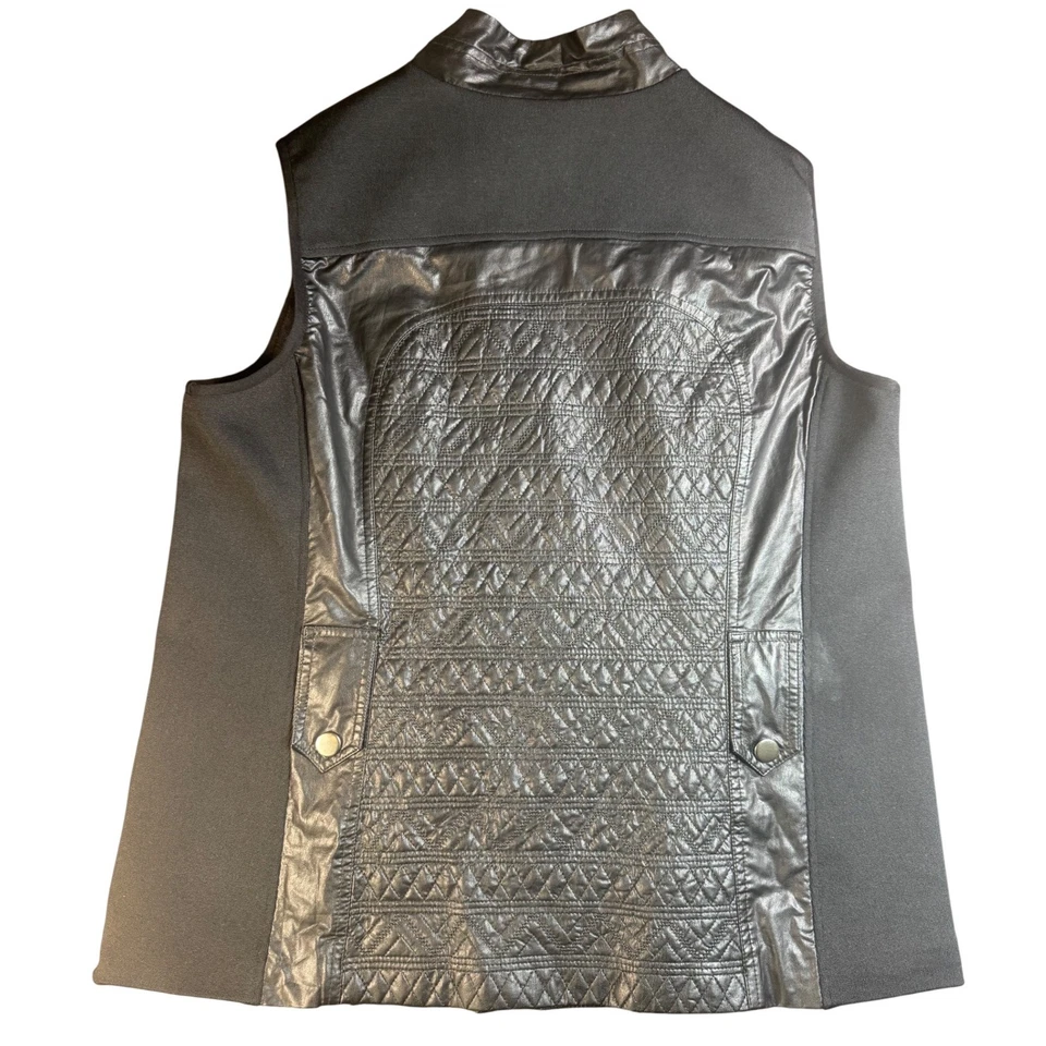 Chaleco Sharon Young XL Acolchado Imitación Cuero Sin Mangas Motociclista Cremallera Para Mujer Foto 2 de 4