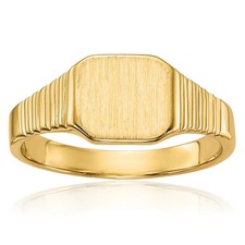 14K Solid Yellow Gold Custom Engraved Signet Ring