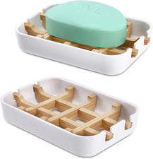 Bamboo Wooden Soap Dishes for Bathroom Bar Soap Holder Shower Soap Holder Sink D