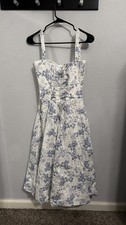 HOUSE OF CB 'Carmen' Blue Print Bustier Sundress /Size S-US 4-6