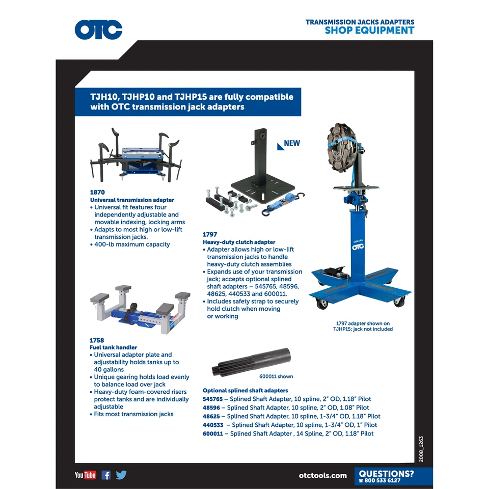 OTC 1000lb Telescopic High-Lift Transmission Jack Foto 3 de 4