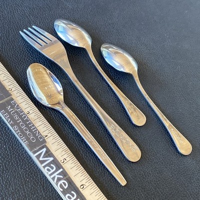 4 El Al Airline Israeli Airplane Stainless 06/97 18/10 Radad Michsaf Spoons Fork