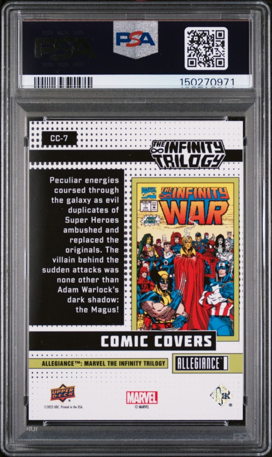 2024 Infinity Trilogy Comic Covers Lenticular Infinity War 1992 CC-7 PSA 10 view 2