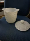 Vintage Milk Glass Hobnail Cookie Jar / Ice Bucket 9” Tall
