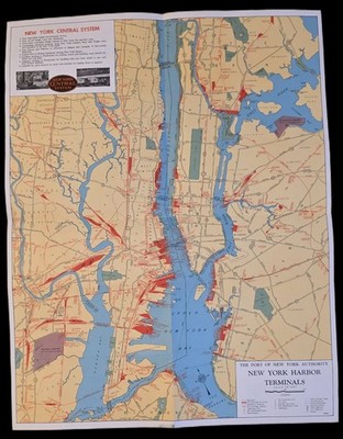 1948 NYC New York Central System Rail Map 22 x 17 '' Color No Pin Holes, Tears