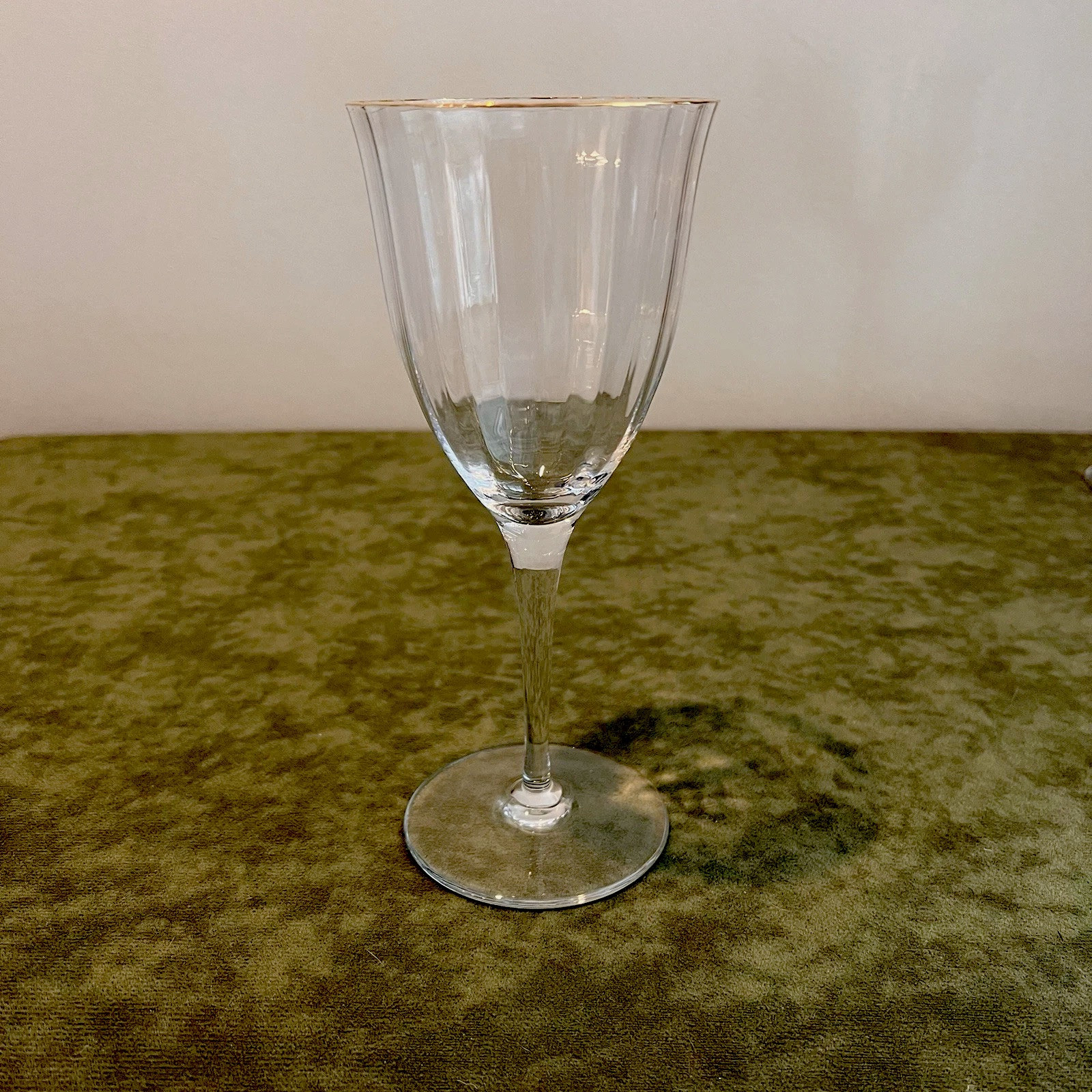 Gorham 7 3/4” Red Wine Crystal Glass With Gold Rim