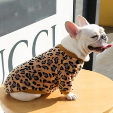Dog Fleece Vest Soft Warm Winter Pet Clothes Leopard Print No Hood