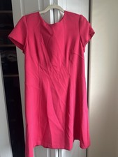 Vince Camuto Pink Sheath Dress Cap Sleeve Knee Length Round Neck Zip Women’s 14