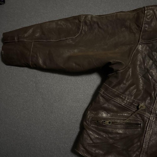 80-90's vintage leather fireman jacket short length size S - Picture 3 of 4