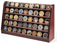 Challenge Coin Display Case, 5 Row Military Coin Wooden Holder Rack Stand Hol