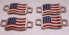 2 PAIR - RED WING SHOES - AMERICAN FLAG Charm BOOT LACE SHOE KEEPERS New