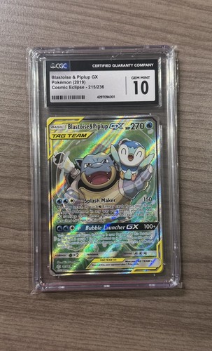 Blastoise & Piplup GX Cosmic Eclipse (2019) 215/236 CGC GEM MINT 10