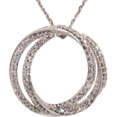 Vera Wang Love Halskette 10 kt Weißgold runder Diamant Doppelkreis Anhänger 0,50 kt