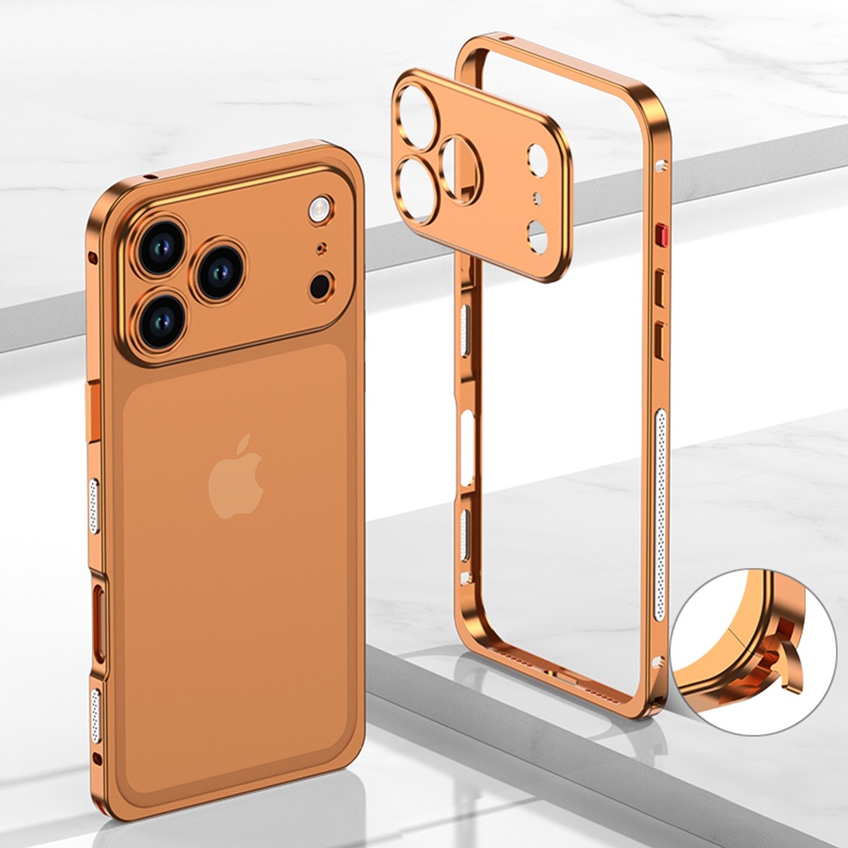 Slim Metal Bumper Frame Case with Metal Lens Cap For iPhone 17 Pro