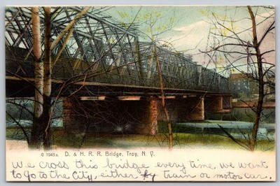 Vintage D. & H. R. R. Bridge Troy NY 1943 Linen Postcard AA202