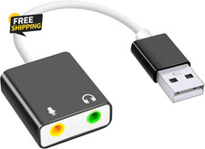 USB Audio Adapter, External Sound Card for PC and Laptop Usb Microphone Adapter