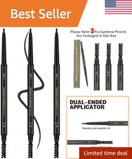 3Pcs Black Eyebrow Pencil Set - Flake-free, Buildable Coverage for All Colors