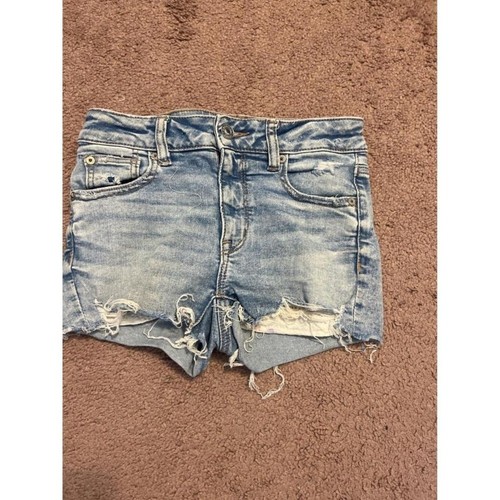 American Eagle Jeansshorts Distressed ausgefranster Saum helle Waschung Größe 00