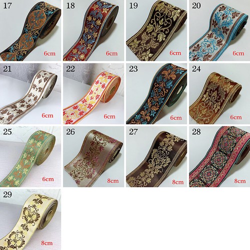 Ethnic Style Floral Embroidered Jacquard Ribbon Woven Lace Trim Sewing DIY Craft - Picture 7 of 49