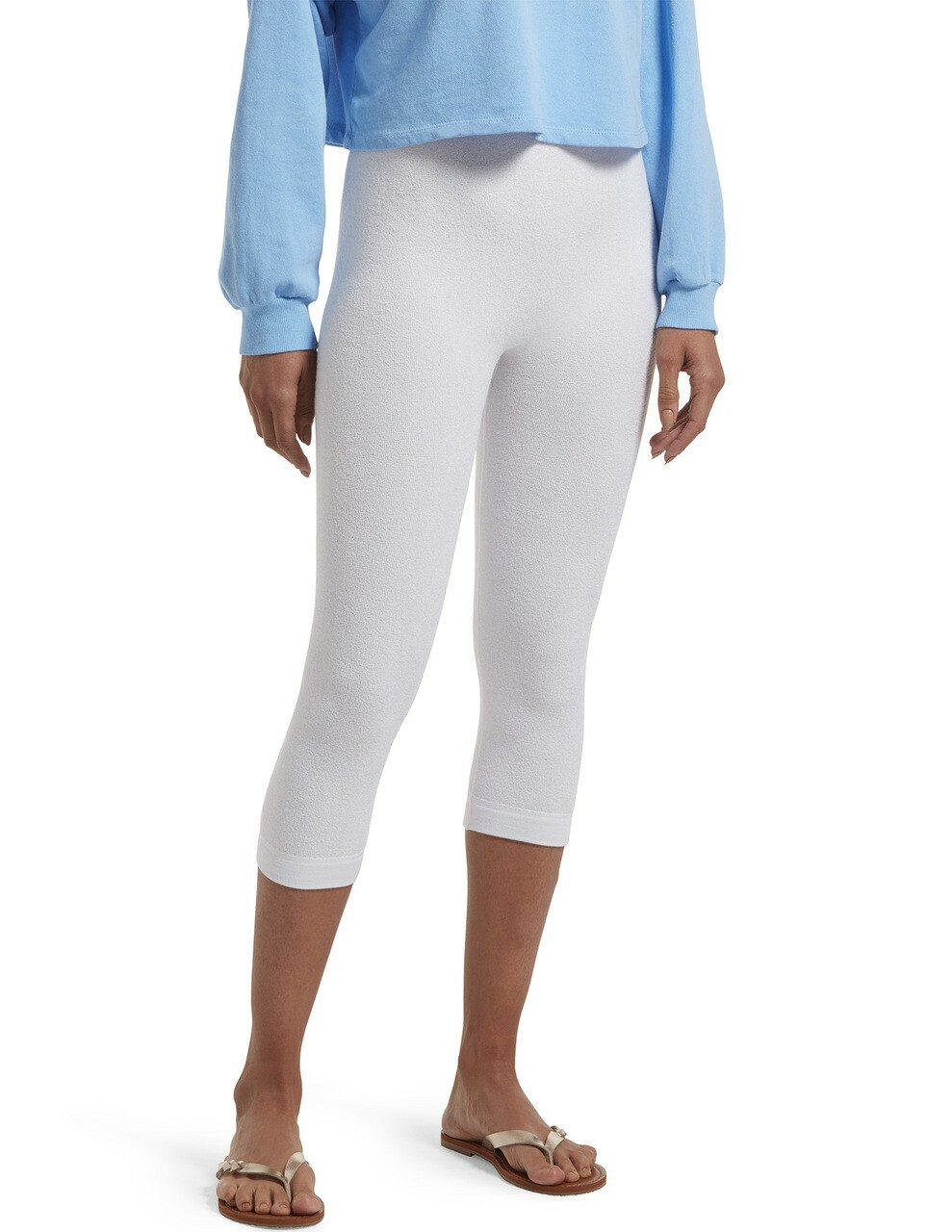 Hue Womens Reversible French Terry White Capri Leggings, NWT | eBay