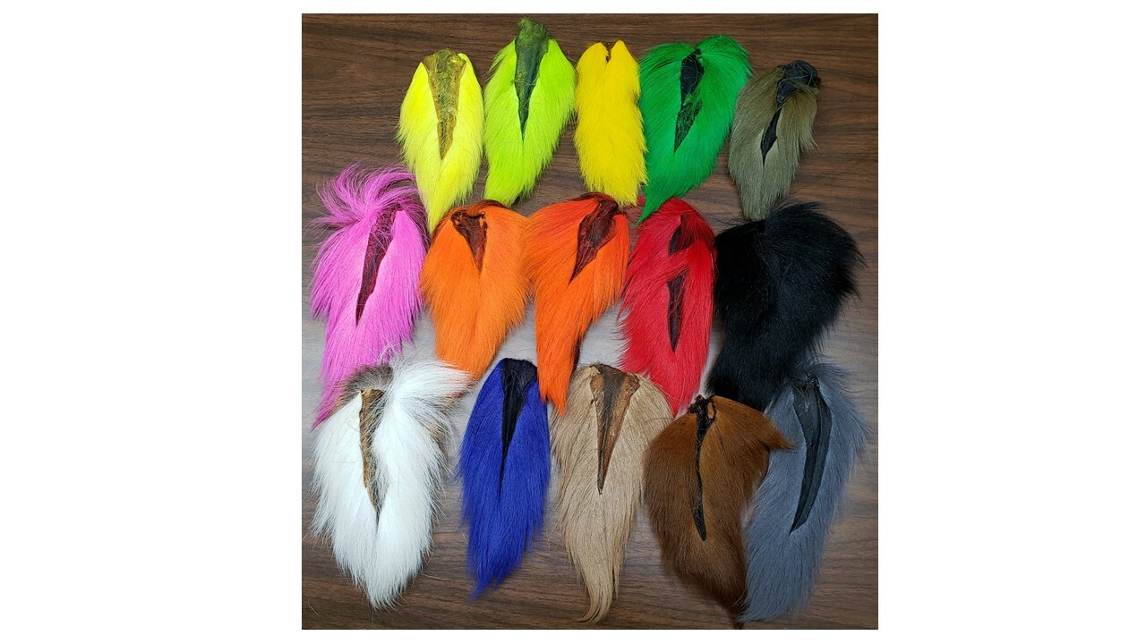 BUCKTAIL NATURAL DYED DEER TAILS FLY TYING, JIGSLOT OF 5 YOU CHOOSE