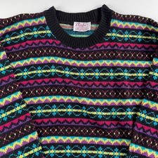 Vintage Chris Ann Originals Women's Sweater Acrylic Multicolor Sz M Made In USA