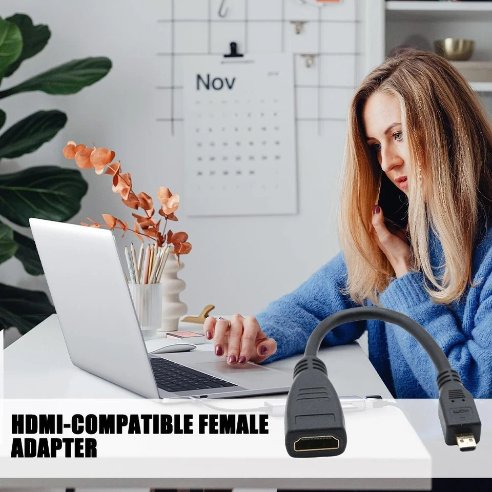 2Pcs  Micro HDMI-compatible Male to HDMI-compatible Female Adapters Connect CS - Image 3 of 4