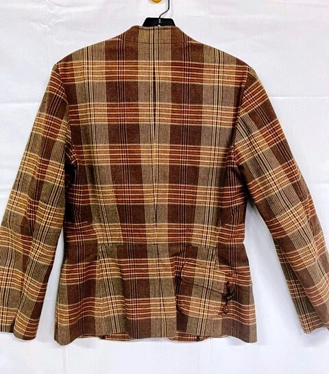 Chaqueta Faconnable France Mujer Marrón Espiga Lana Tweed Ecuestre Clásica 6 Foto 4 de 4