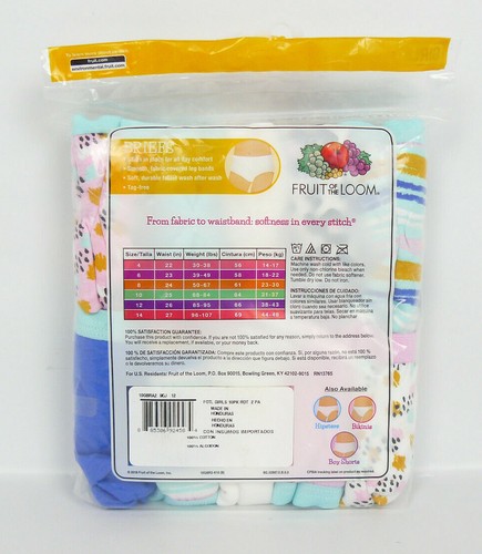 Fruit of the Loom Girl's Cotton Briefs 10 Pack SIZE12 Multicolor Tag-Free New - Picture 6 of 10